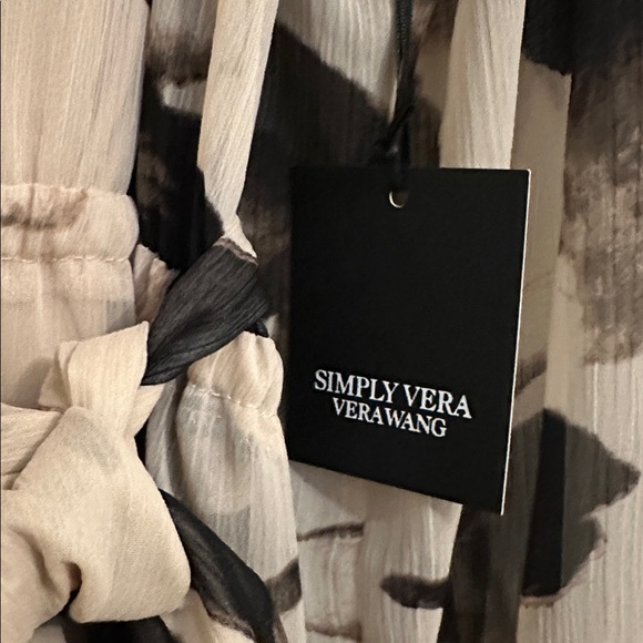 Simply Vera Vera Wang Flowy Floral 3/4 Sleeve Dress Black and Cream Size XXL NWT - Picture 4 of 13